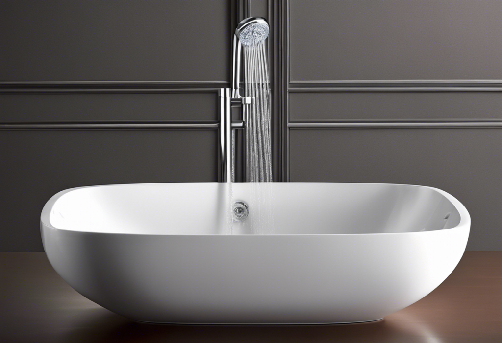 An image of a skilled plumber installing a sleek showerhead and modern sink in a bathroom