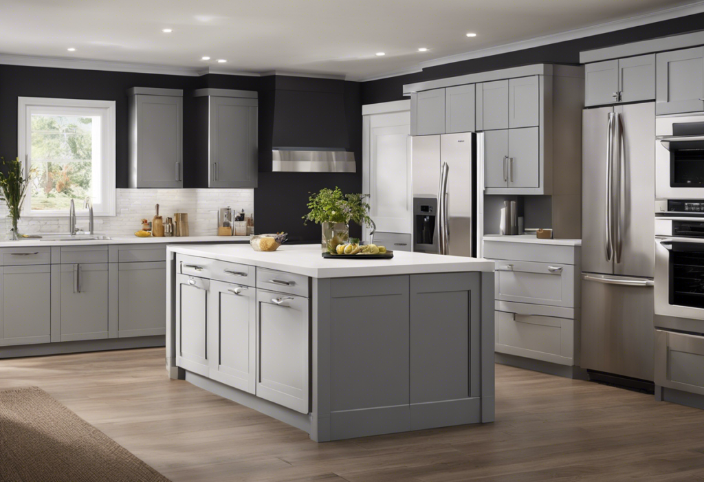 An image of a modern kitchen with a gas stove and oven, a gas-powered water heater, and a gas-powered dryer
