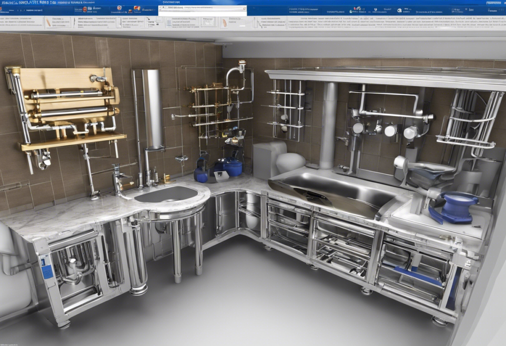 An image of a detailed plumbing blueprint with labels and measurements, showcasing the intricate design and planning required for the perfect plumbing system in a new build