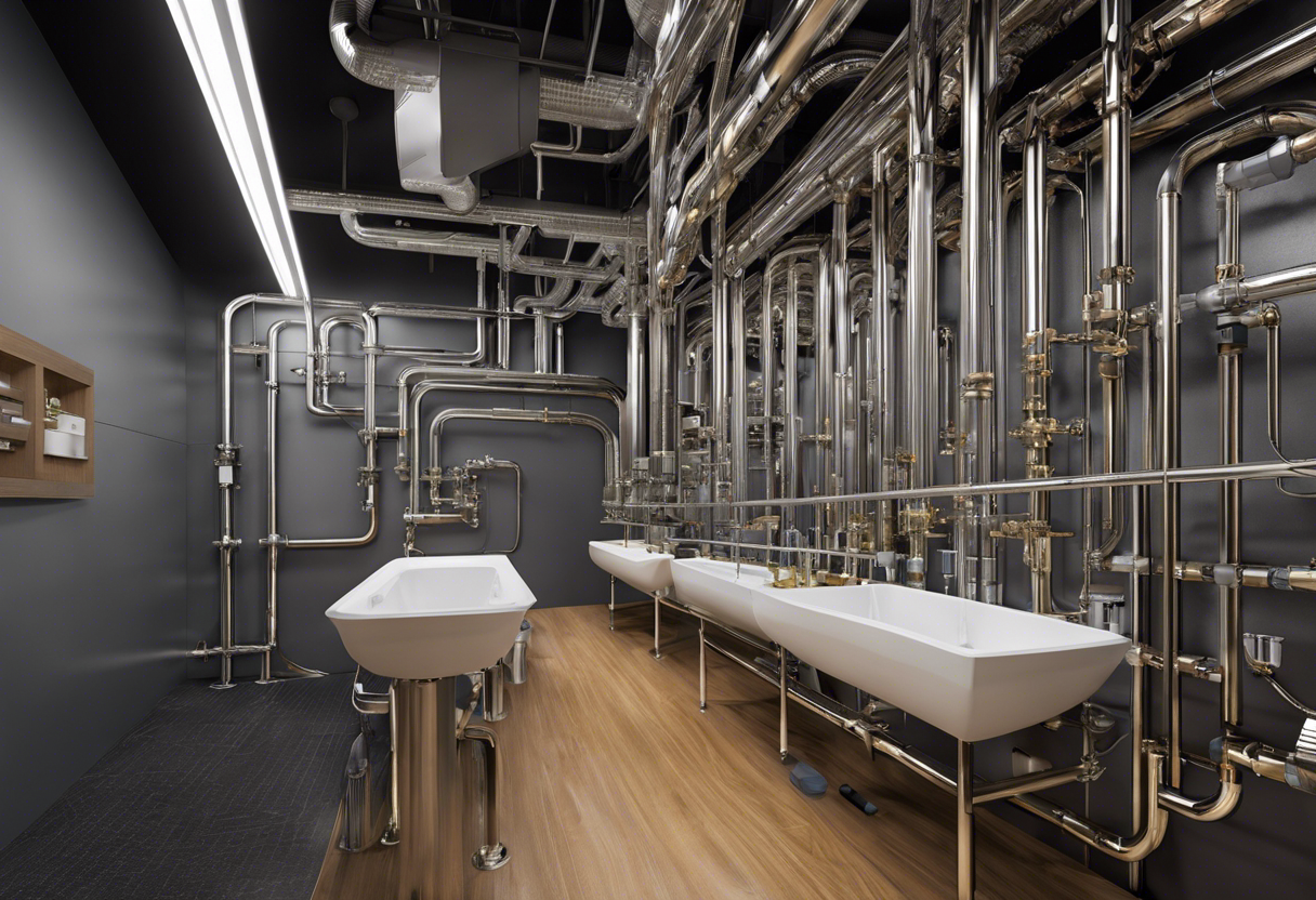 An image of a commercial property's plumbing system, with pipes, valves, and fixtures, showcasing the essential elements required for optimal functionality
