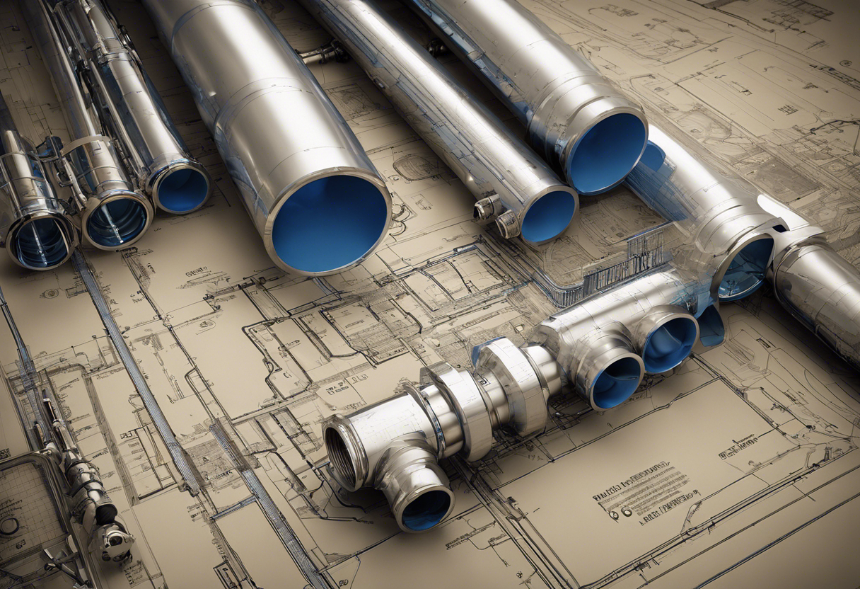 An image of a blueprint with detailed plumbing plans, showcasing a new construction project