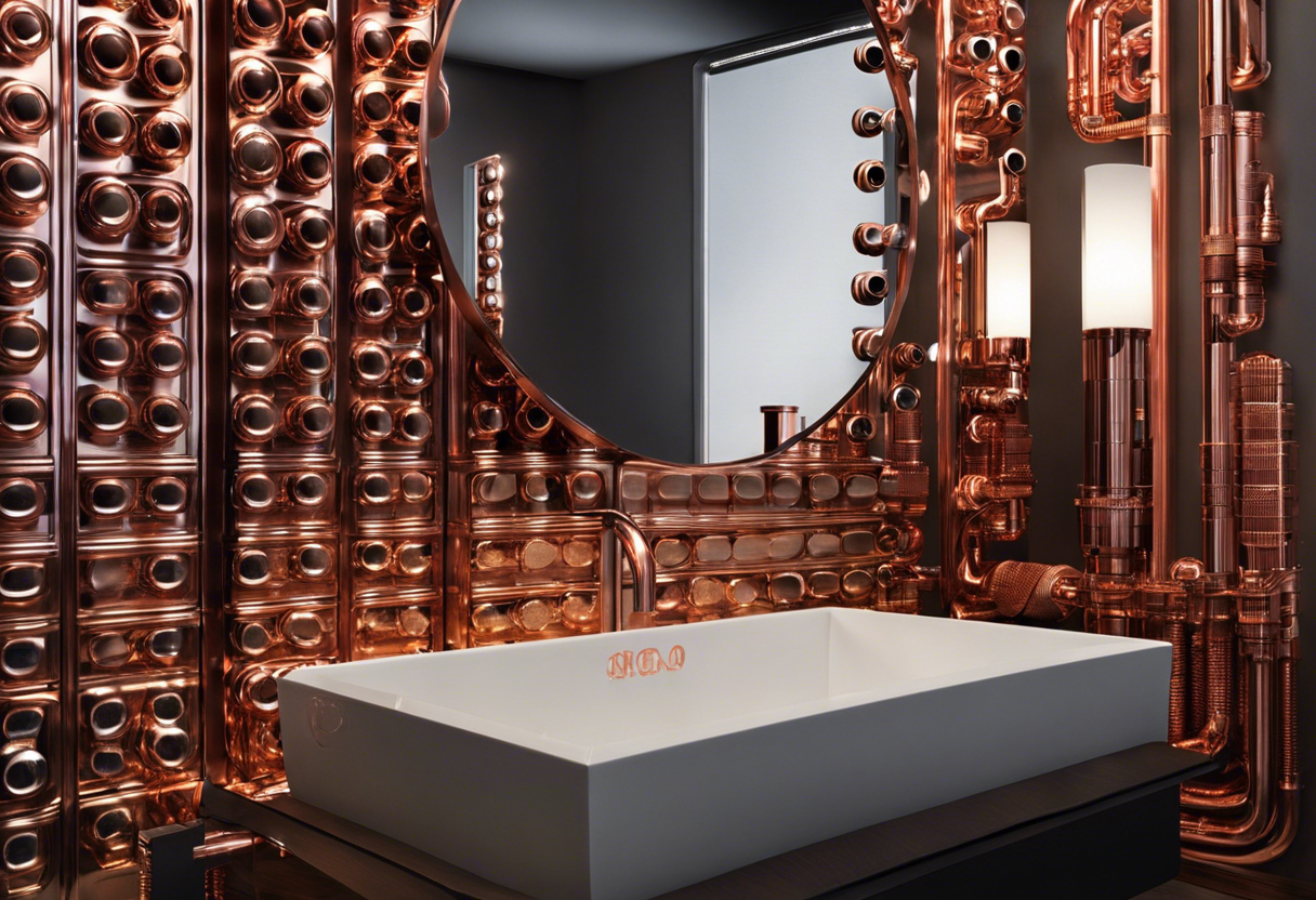 An image showcasing the contrast between copper and PEX plumbing materials