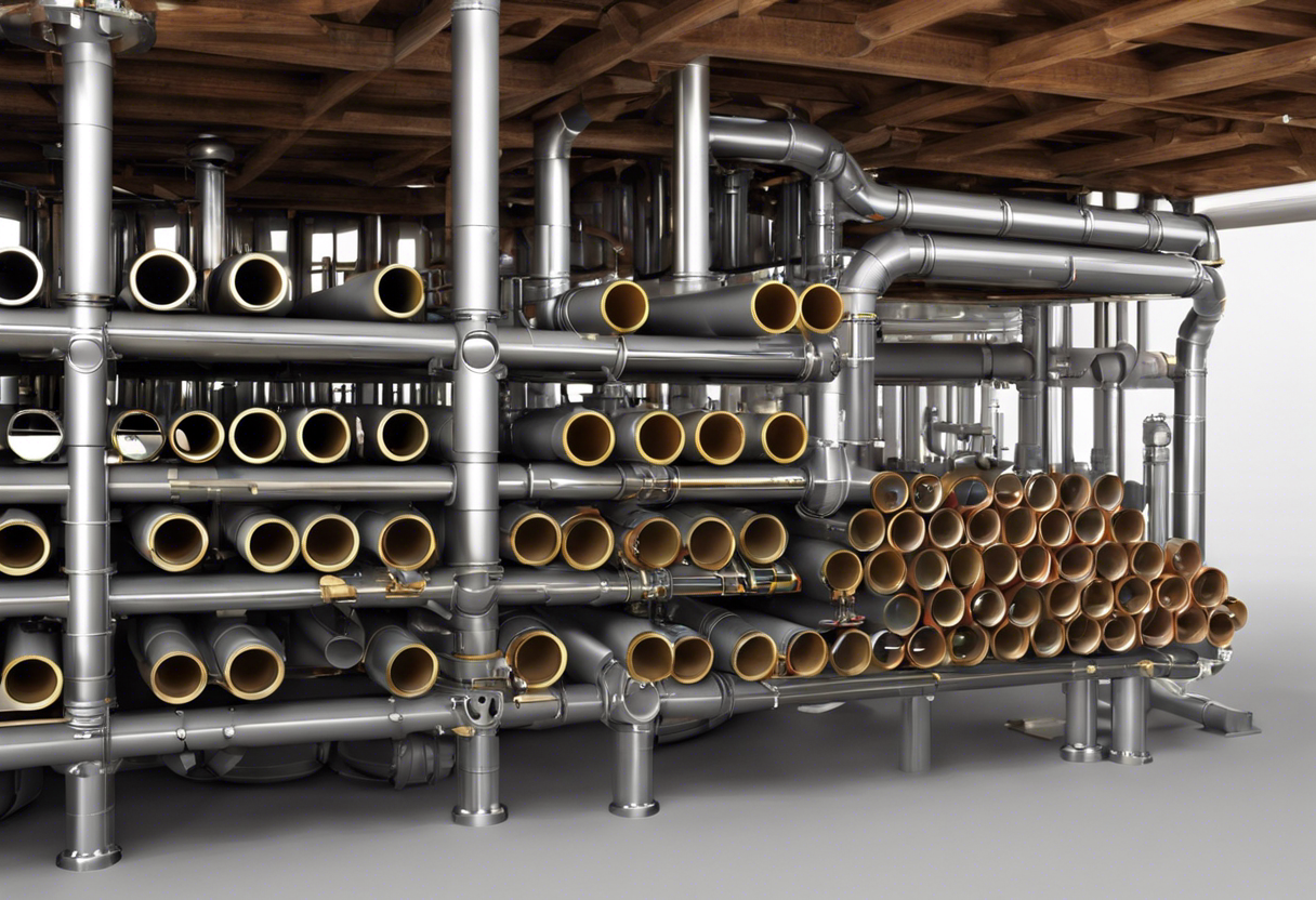 An image of a cross-section of pipes, showing various materials and sizes, with labels identifying each type