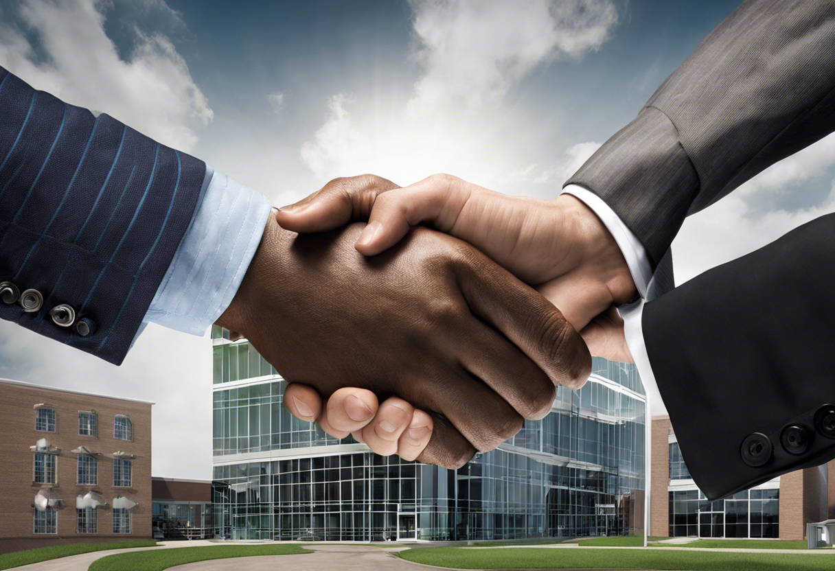 An image of two hands shaking, one hand representing a business owner and the other hand representing a reliable plumbing contractor