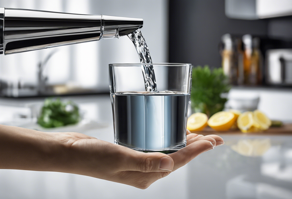 An image of a hand holding a glass of water with a clear, crisp reflection